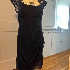 Elegant Navy Blue Cap Sleeve Dress